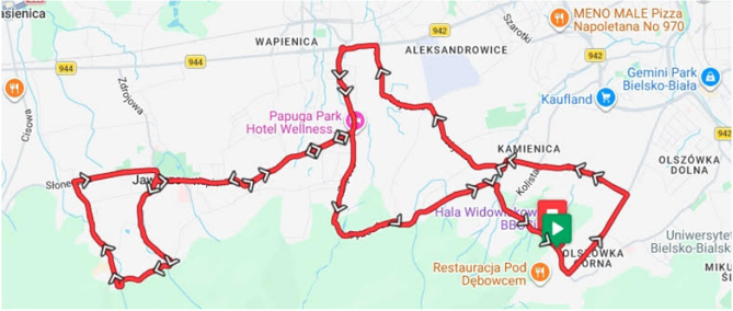 mapa przejazdu kolarzy 
