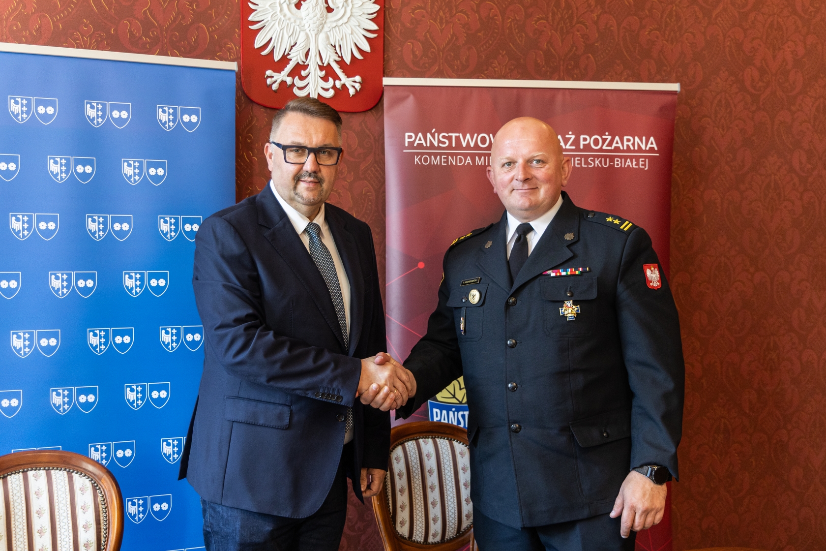 Na zdjęciu prezydent i komendant PSP
