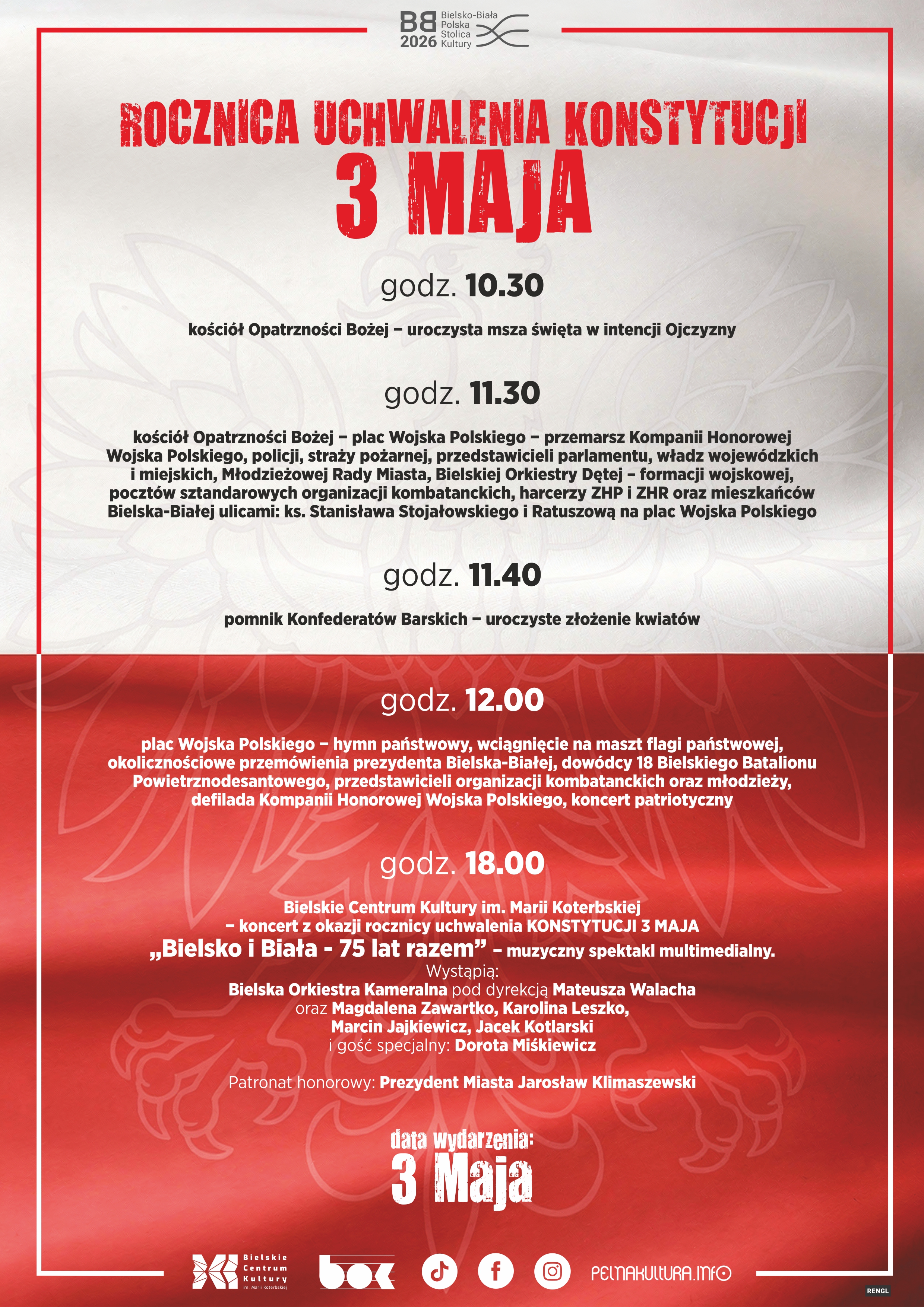 Na zdjęciu plakat obchodów święta konstytucji