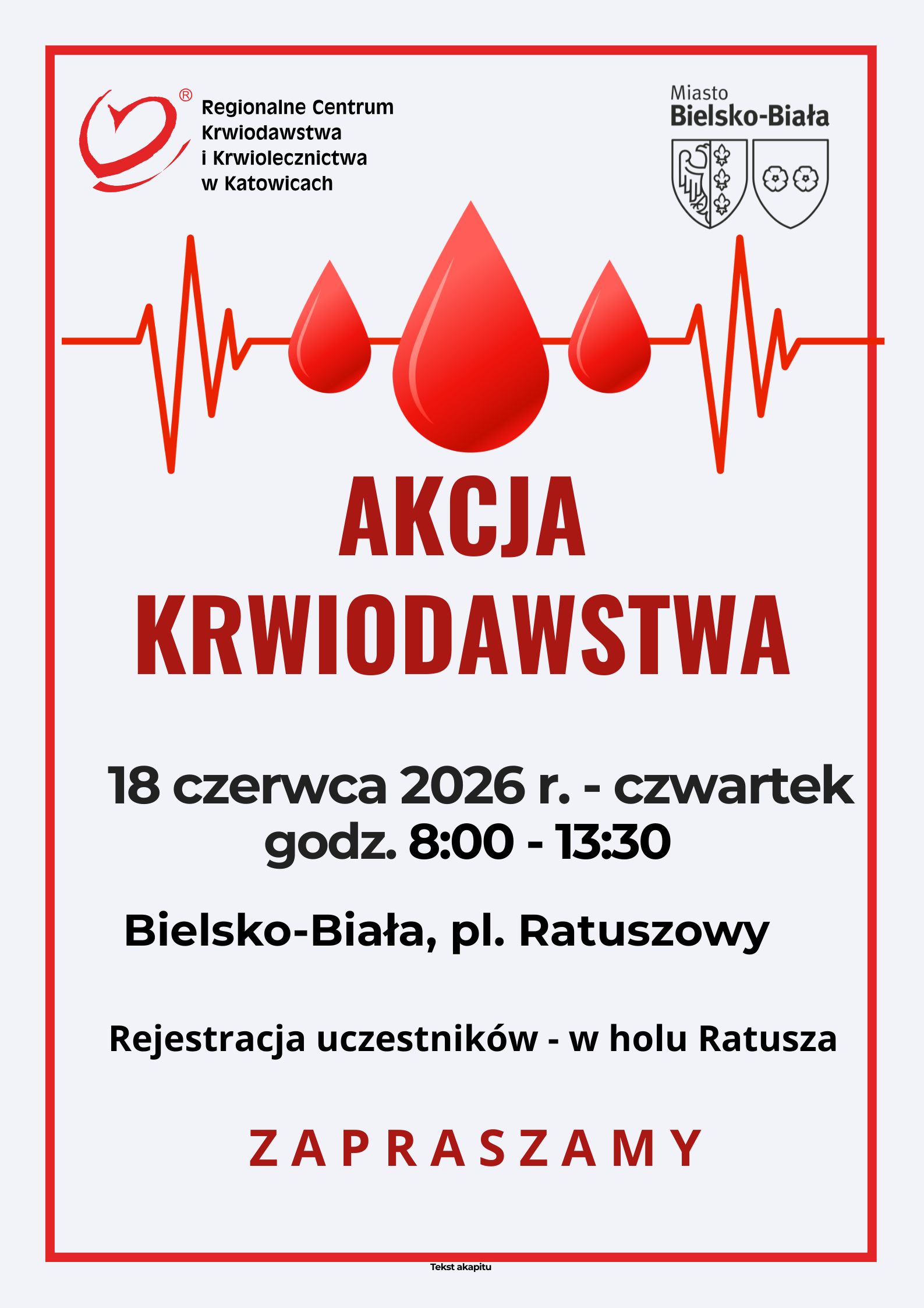 plakat informacyjny o akcji krwiodawstwa 