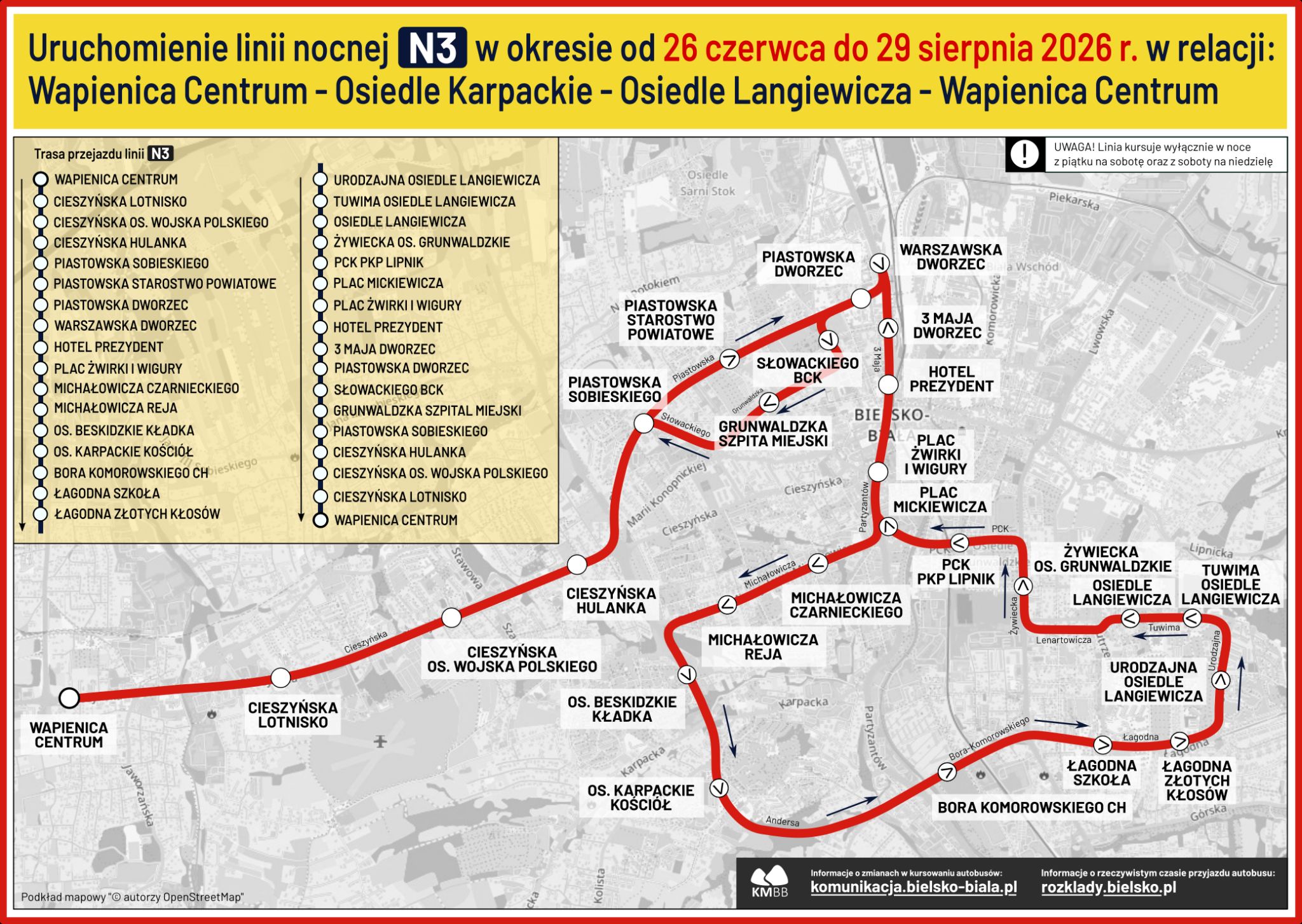 Na zdjęciu trasa kursowania autobusów 