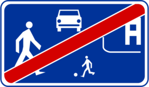 grafika przedstawiająca znak informujący o końcu strefy zamieszkania