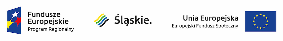 grafika przedstawiająca logo Funduszy Europejskich, logo Województwa Sląskiego, logo Europejskiego Funduszu Społecznego
