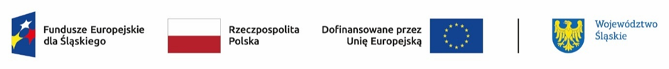 grafika przedstawiająca logo Funduszy  Europejskich dla Śląskiego, flagę Polski, logo programów dofinansowanych z Unii Europejskiej oraz logo Województwa Śląskiego