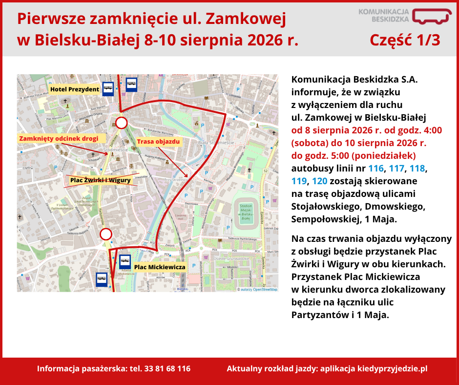 Na zdjęciu mapa objazdów