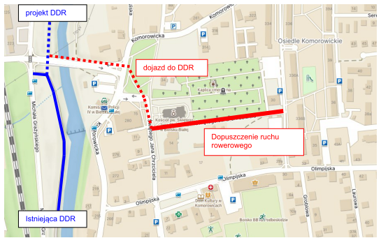 grafika przedstawiająca mapę zmiany organizacji ruchu