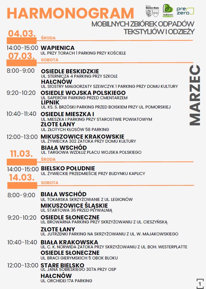 Na zdjęciu harmonogram zbiórki odpadów