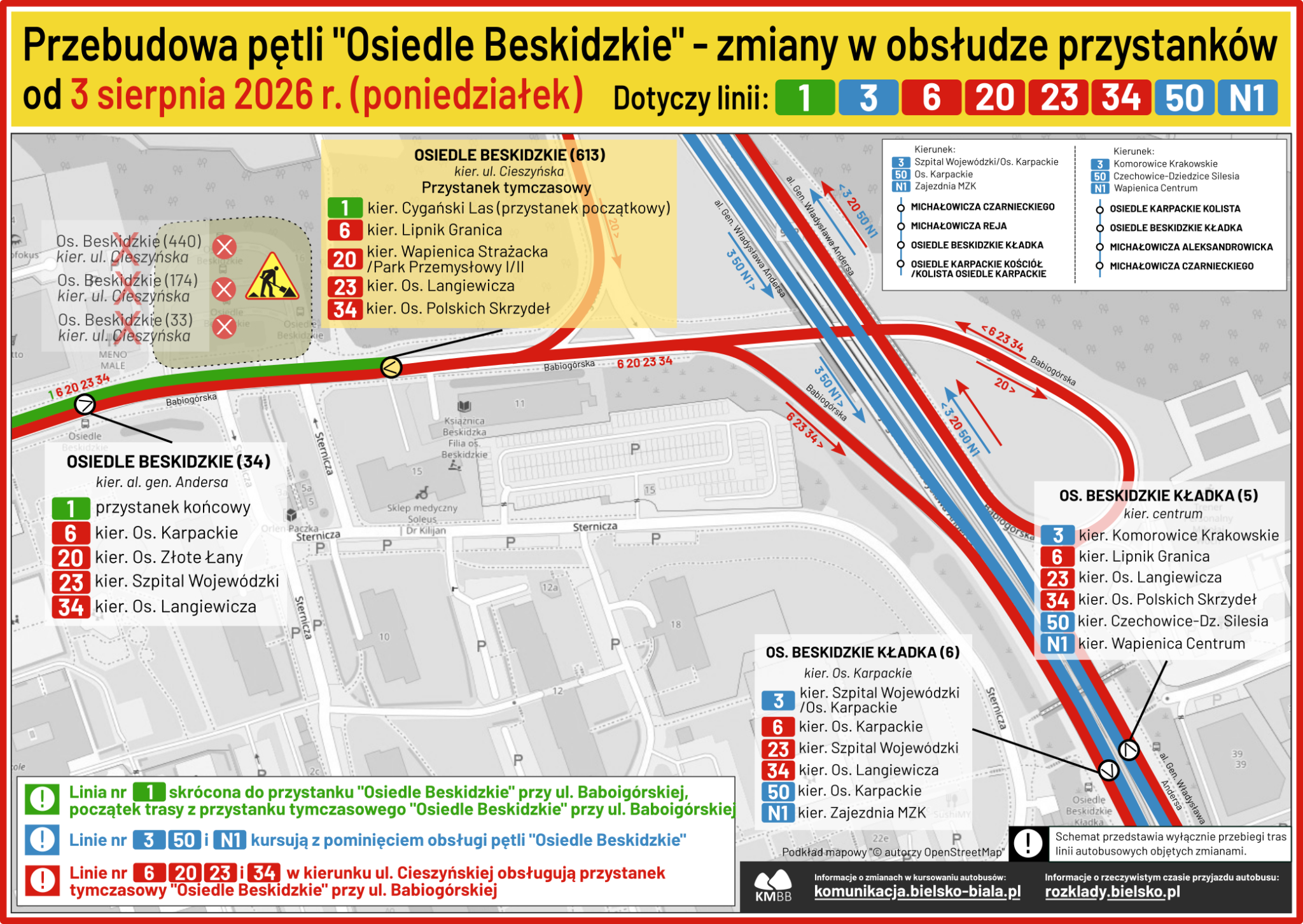 Na zdjęciu: mapka ilustrująca zmiany w obsłudze przystanków