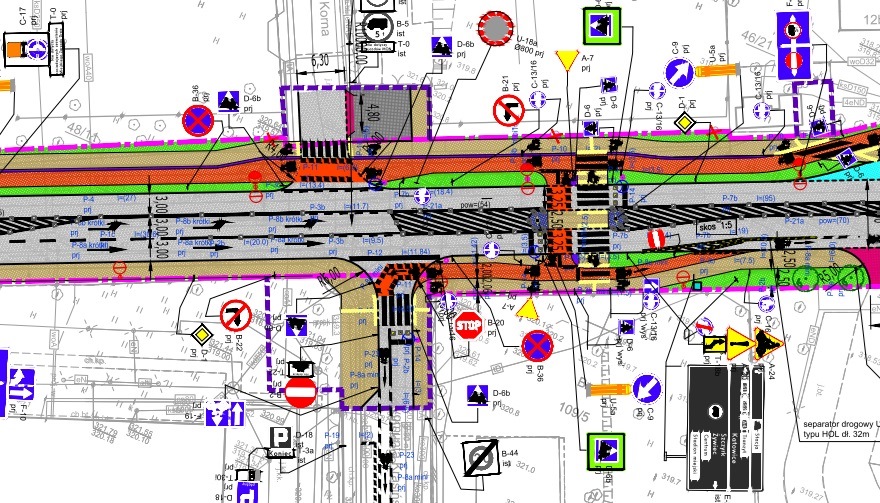 grafika przedstawiająca plan przebudowy układu drogowego