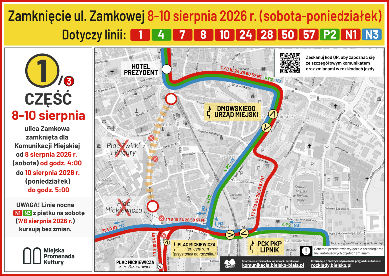 Na zdjęciu mapa objazdów