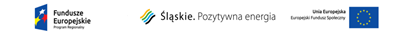 grafika przedstawiająca logo Funduszy Europejskich, logo Województwa Śląskiego, logo Europejskiego Funduszu Społecznego
