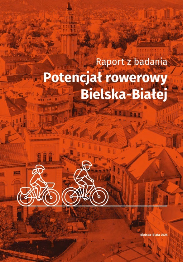 grafika przedstawiająca okładkę raportu z badania potencjału rowerowego Bielska-Białej