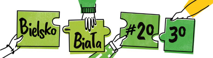 grafika przedstawiająca puzzle na których widzimy napisz Bielsko-Biała #2030
