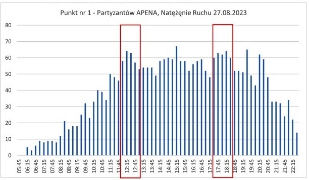 grafika przedstawiająca wykres natężania ruchu 