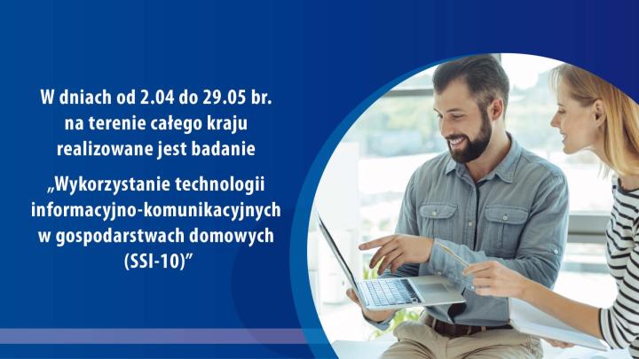 Plakat informujący o badaniu wykorzystania technologii informacyjno-komunikacyjnych (ICT)