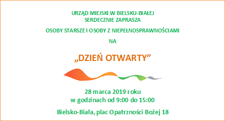 Urząd Miejski w Bielsku-Białej organizuje "Dzień Otwarty" dla osób starszych i osób z niepełnosprawnościami