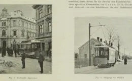 Na zdjęciu tramwaj i ludzie 