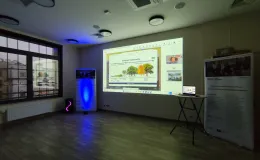 Slide displayed on the screen showing forest biodiversity.