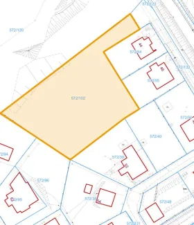 Mapa z zaznaczoną nieruchomością przy ul. Bukowej