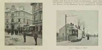 Na zdjęciu tramwaj i ludzie 