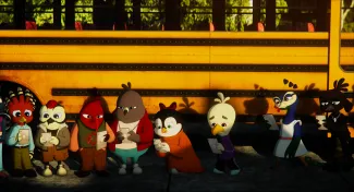 na zdjęciu postać z kreskówki - orzełek