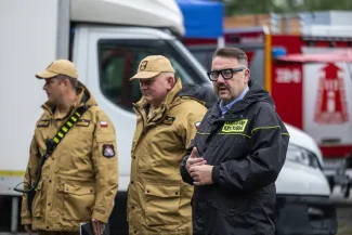 na zdjęciu służby podczas ćwiczeń
