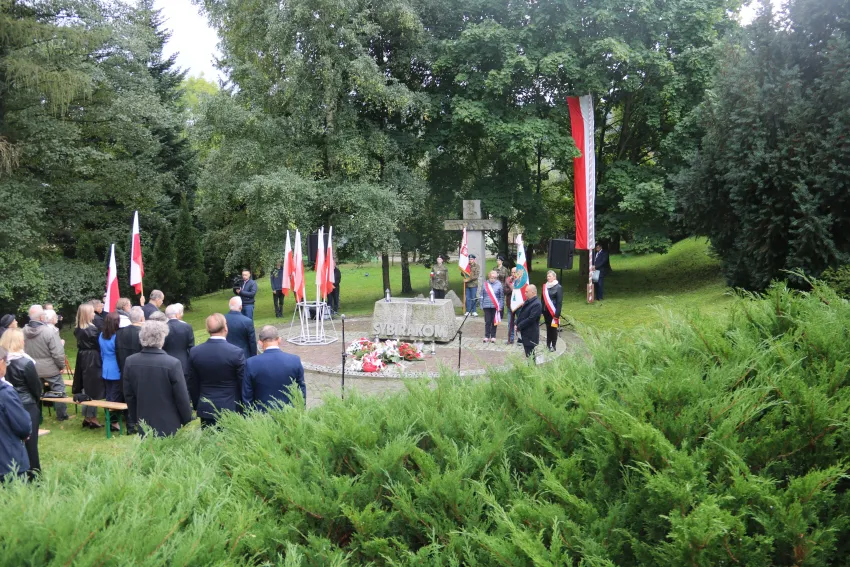 Na zdjęciu stojący ludzie 