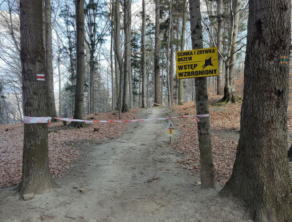 Na zdjęciu zamknięta trasa rowerowa 