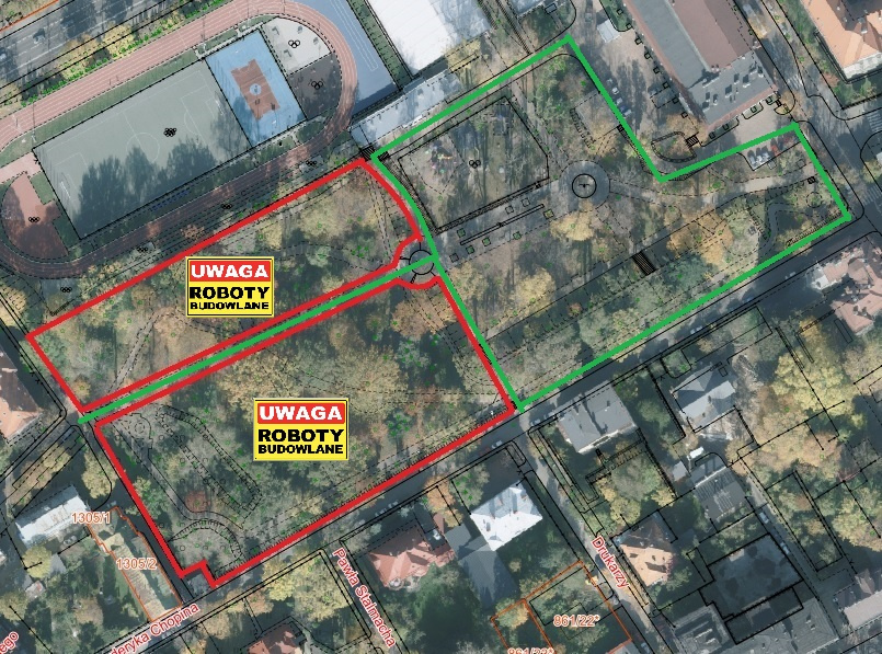 Na zdjęciu widok Parku Słowackiego z lotu ptaka