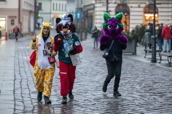 Na zdjęciu stojący ludzie 