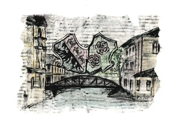 Na zdjęciu grafika most na rzece Biała 