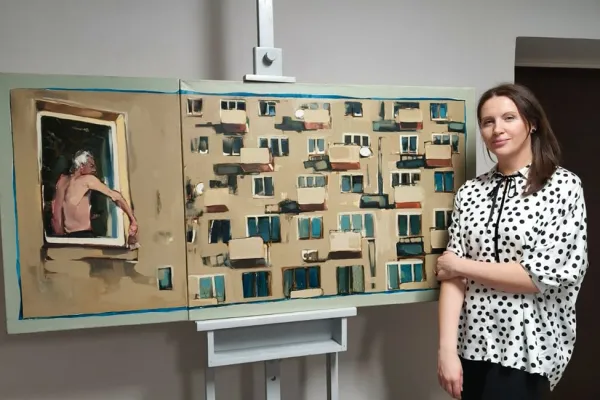 Na zdjęciu obraz Barbary Gabryel, obok autorka