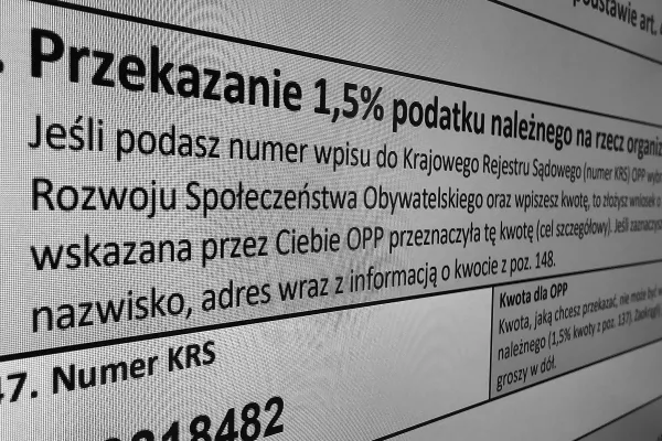 Na zdjęciu fragment formularza z tekstem o 1,5%