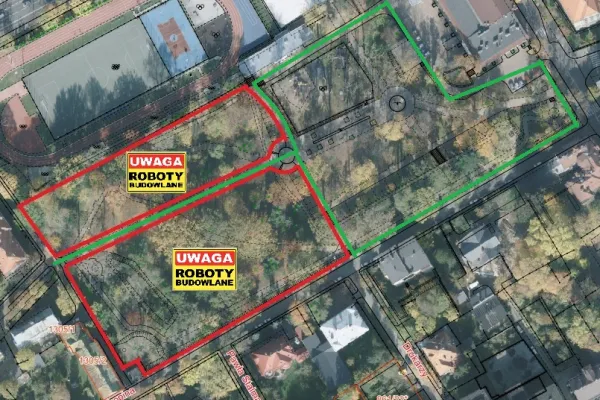 Na zdjęciu widok Parku Słowackiego z lotu ptaka