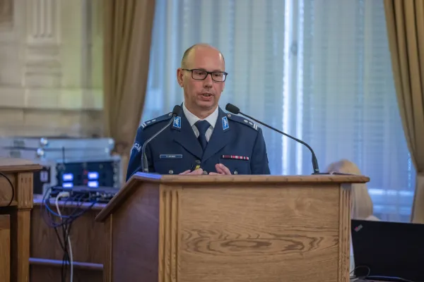 Na zdjęciu pierwszy zastępca komendanta - mł. insp. Grzegorz Jakubiec.