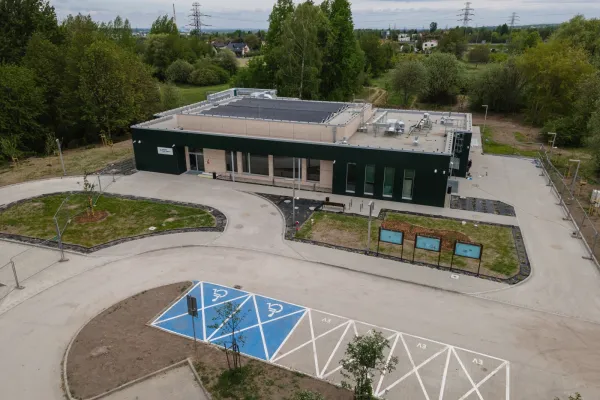 Na zdjęciu nowy dom kultury z lotu ptaka 