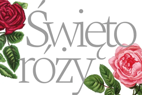 Na zdjęciu baner graficzny Święta Róży z wizerunkami dwóch róż i napisem